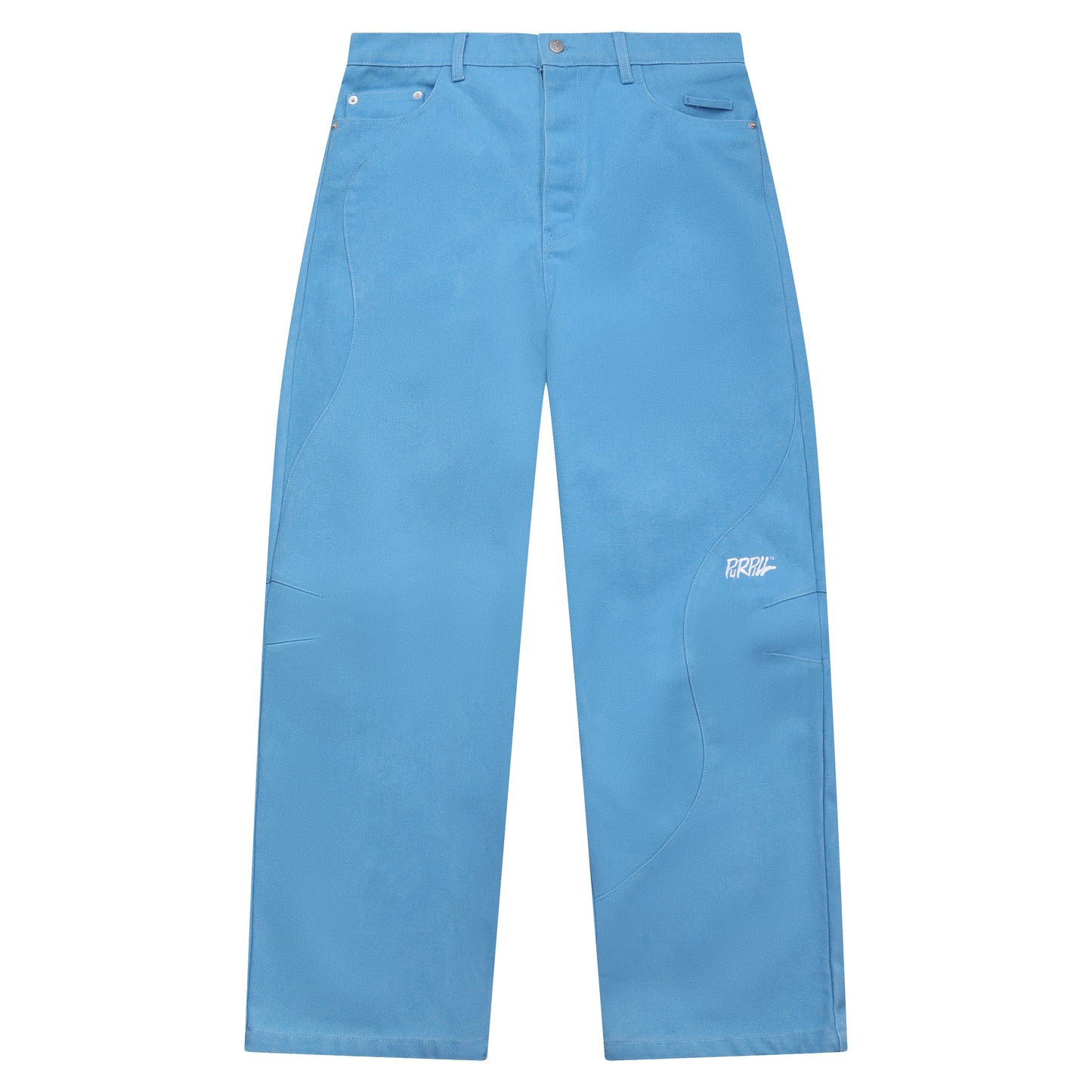 Purpill – Wavecut Denim Pants – Azure (Unisex, Baggy Fit)