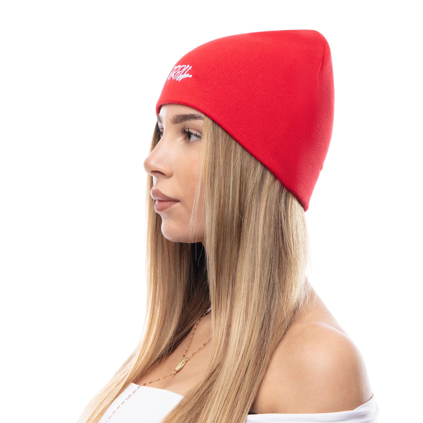Purpill – Main Logo Embroidery Beanie I Red (One Size)