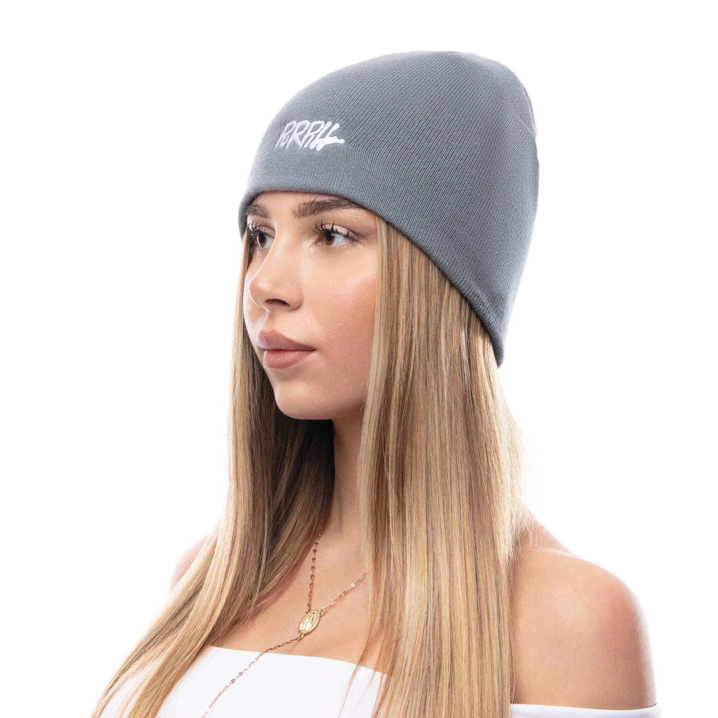 Purpill – Main Logo Embroidery Beanie I Grey (One Size)