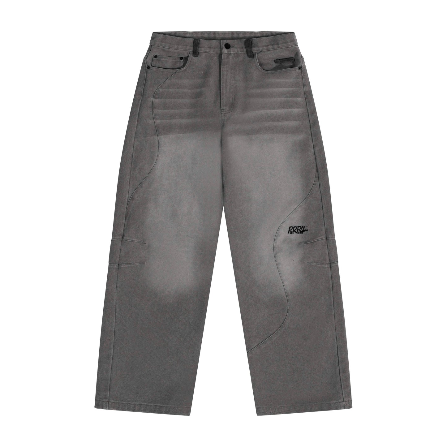 Purpill – Wavecut Denim Pants – Carbon (Unisex, Baggy Fit)