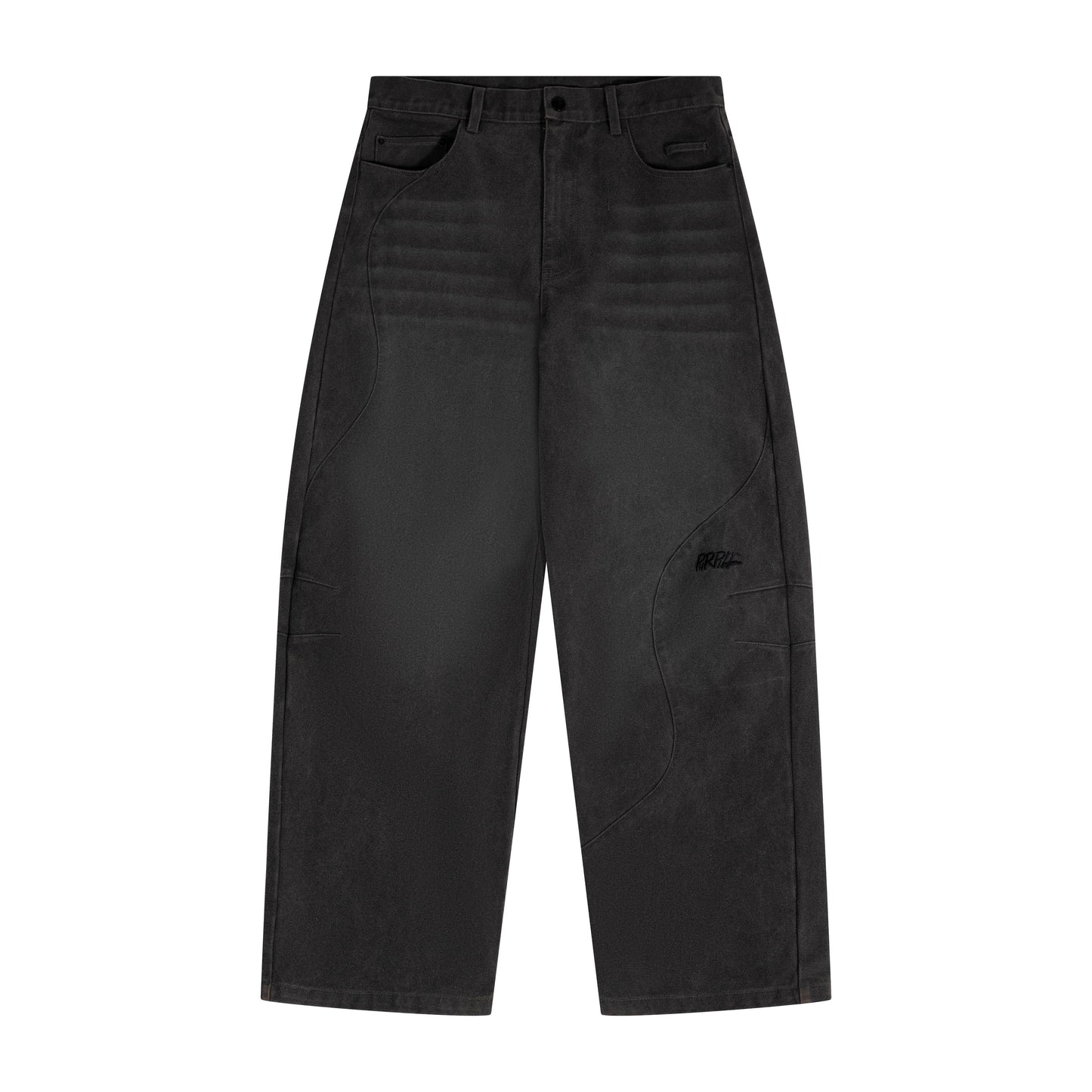 Purpill – Wavecut Denim Pants – Stone (Unisex, Baggy Fit)