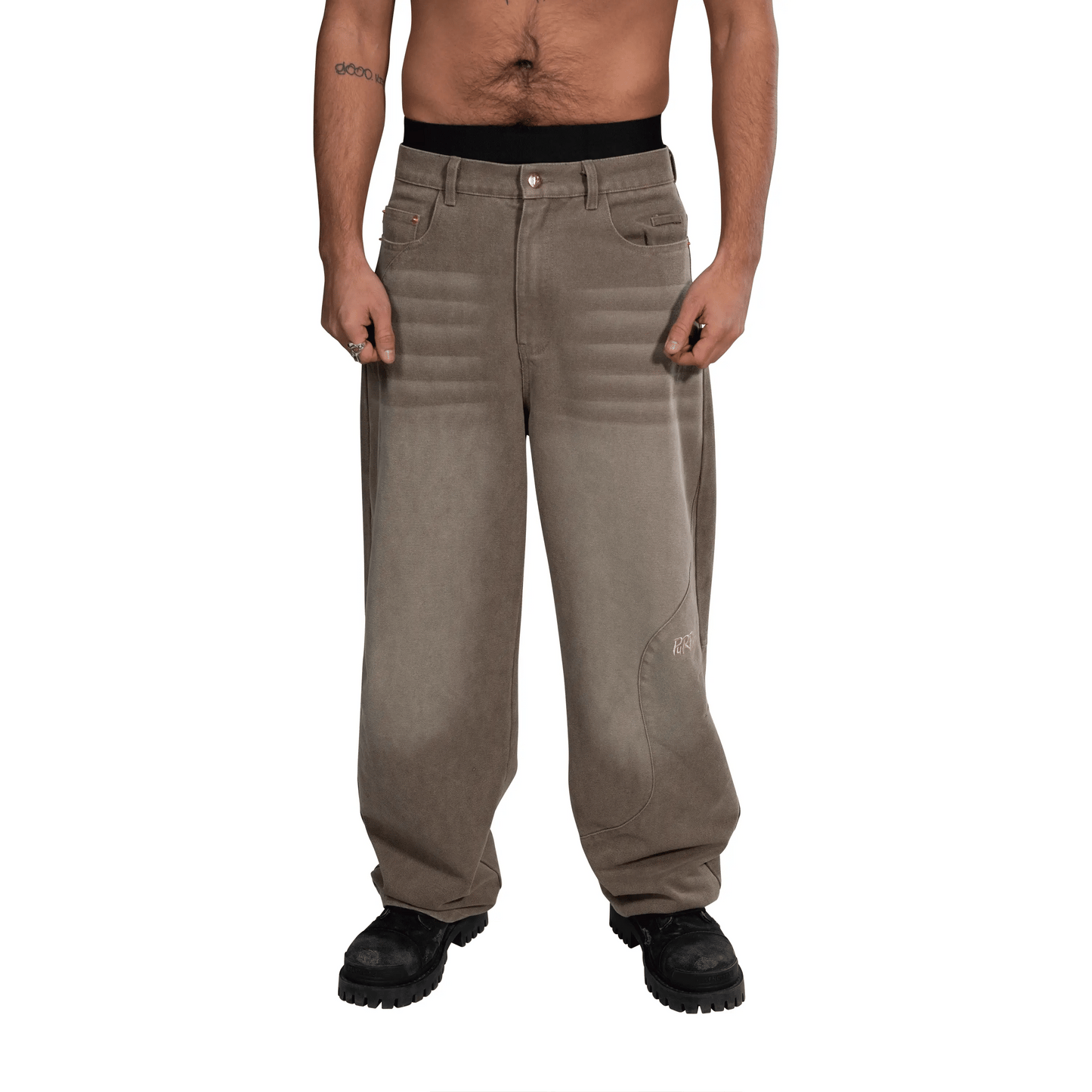 Purpill – Wavecut Denim Pants – Ashwood (Unisex, Baggy Fit)