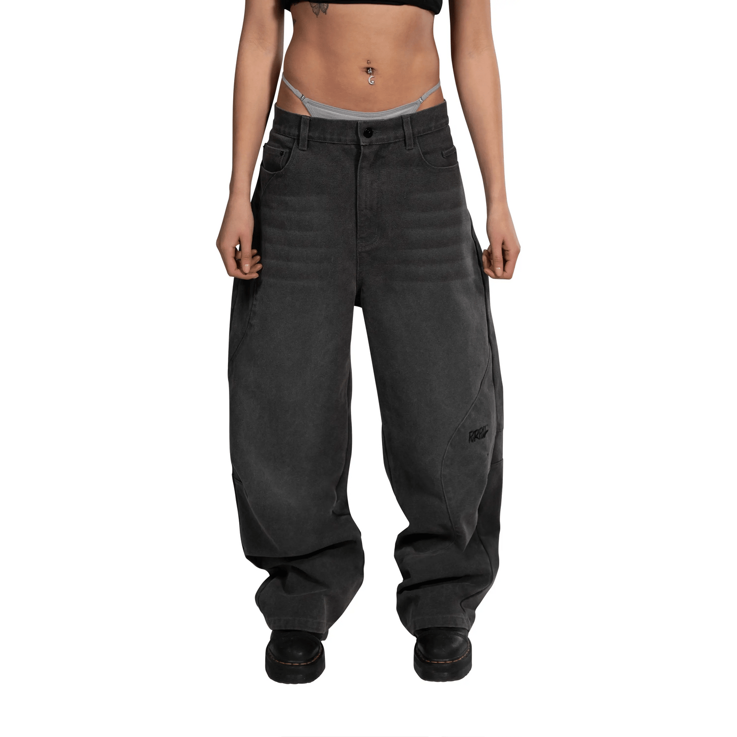 Purpill – Wavecut Denim Pants – Carbon (Unisex, Baggy Fit)
