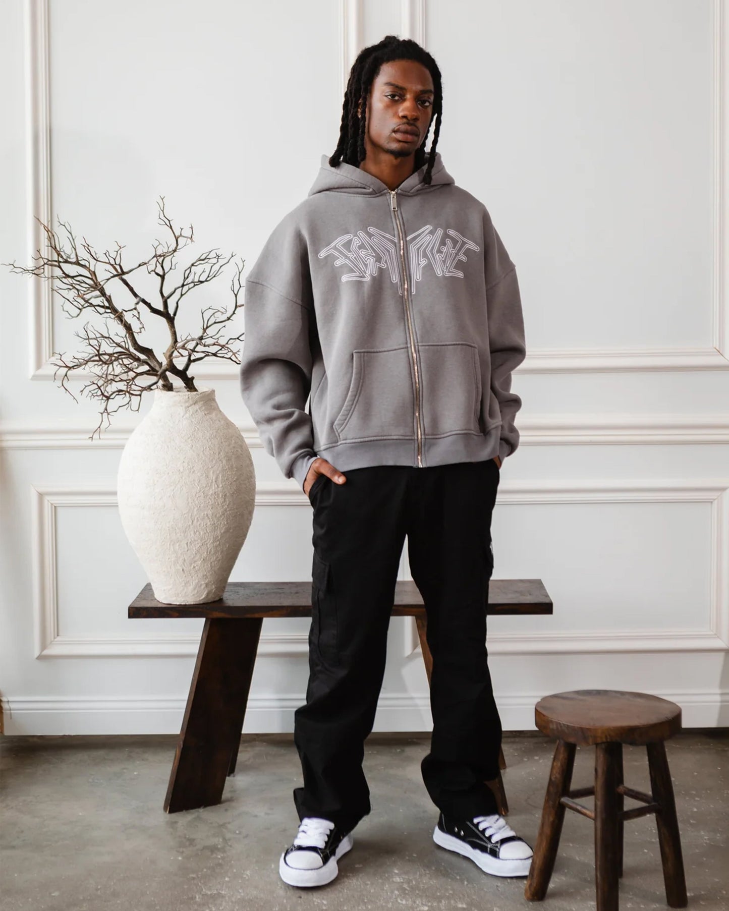 FORTYFIVE Zip Hoodie Grey