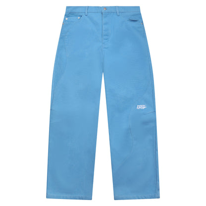 Purpill – Wavecut Denim Pants – Azure (Unisex, Baggy Fit)