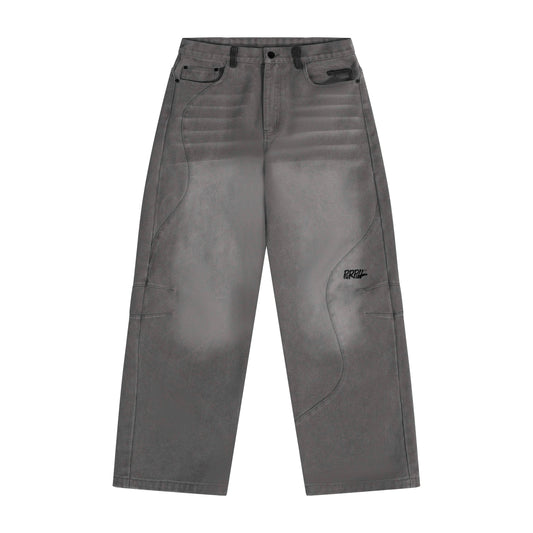 Purpill – Wavecut Denim Pants – Carbon (Unisex, Baggy Fit)