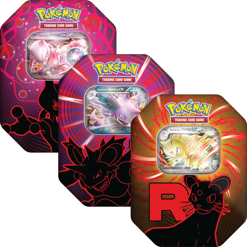 [VORBESTELLUNG] Pokemon Tin-Bundle – Team Rocket Fall 2025 (3 verschiedene Tins)
