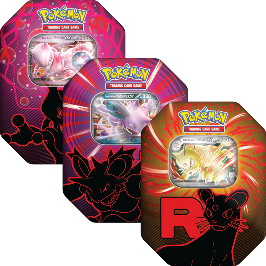 [VORBESTELLUNG] Pokemon Tin-Bundle – Team Rocket Fall 2025 (3 verschiedene Tins)