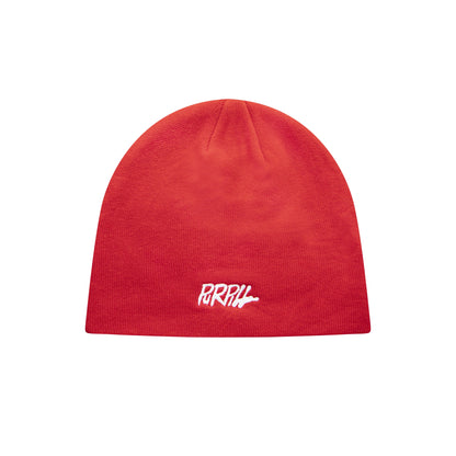 Purpill – Main Logo Embroidery Beanie I Red (One Size)