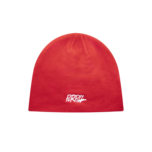 Purpill – Main Logo Embroidery Beanie I Red (One Size)