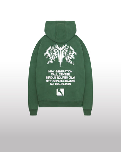 FORTYFIVE Backprint Zip Hoodie Green