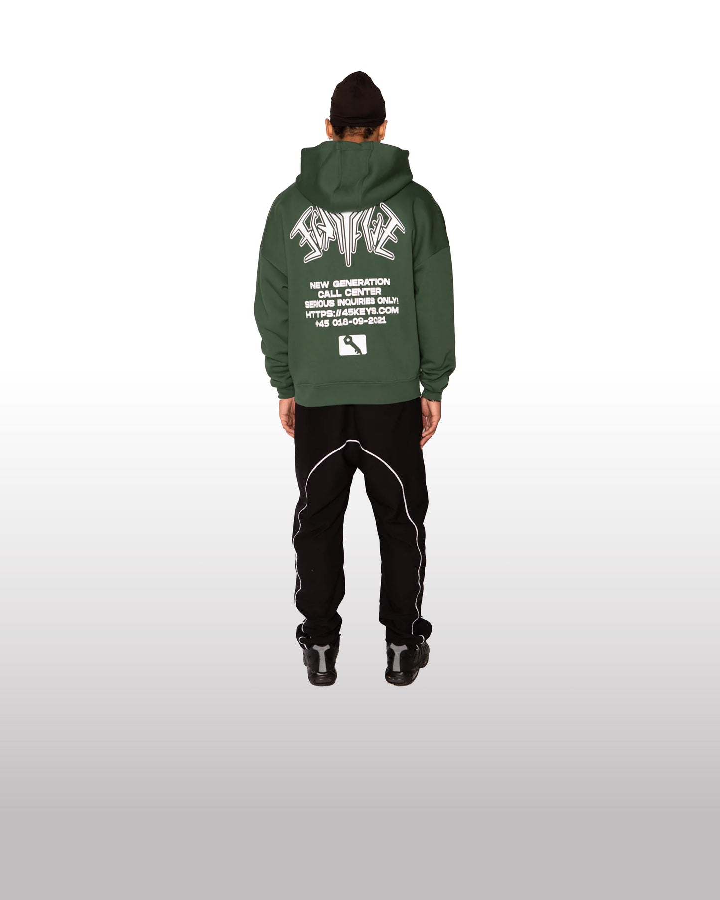 FORTYFIVE Backprint Zip Hoodie Green