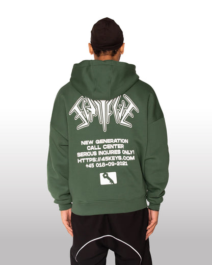 FORTYFIVE Backprint Zip Hoodie Green