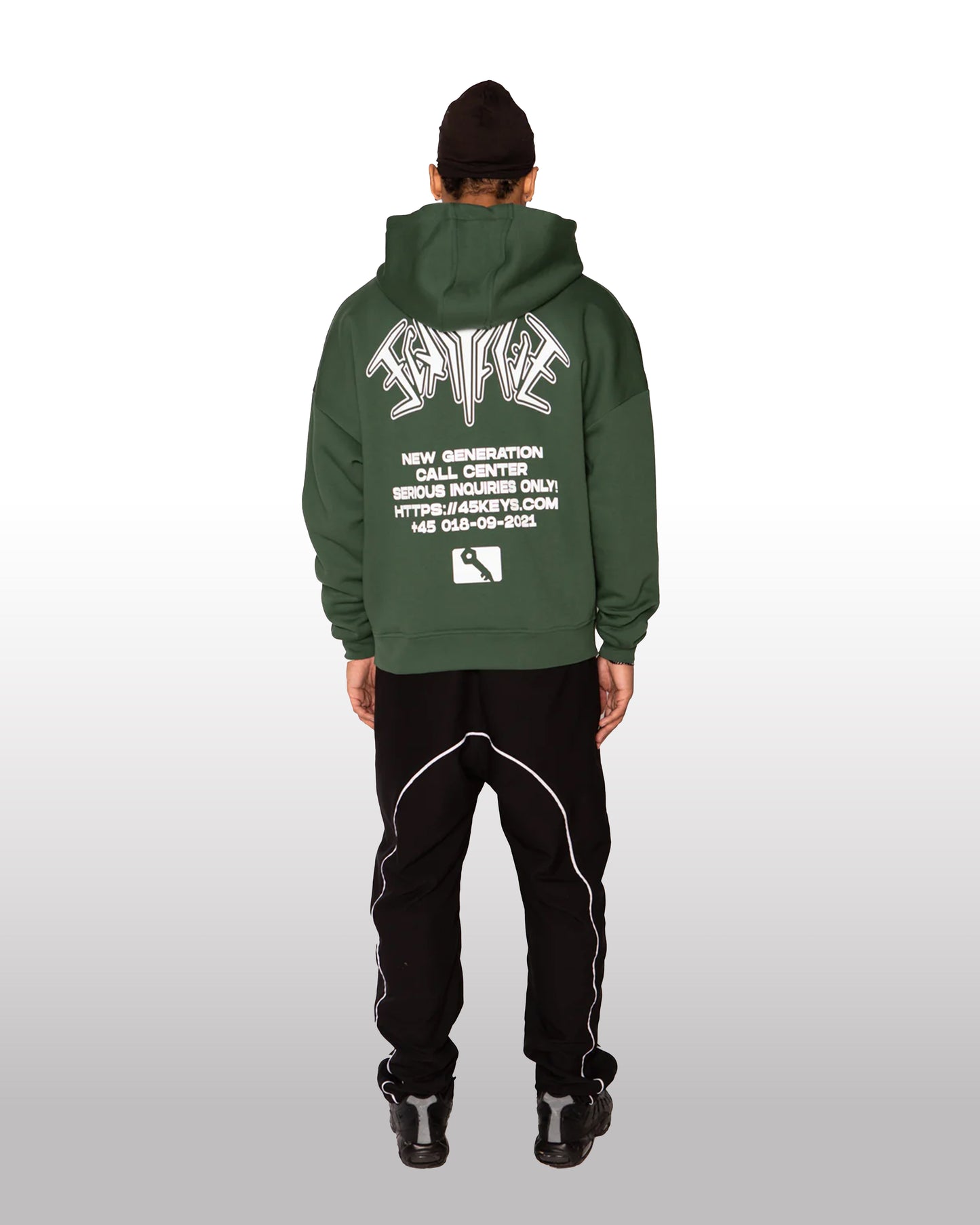 FORTYFIVE Backprint Zip Hoodie Green