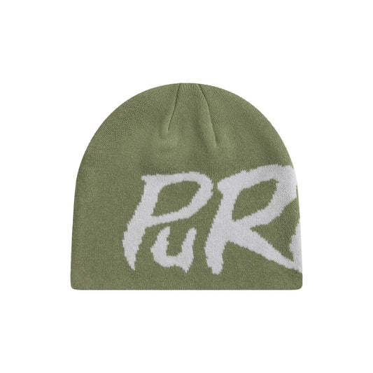 Purpill – Main Logo Jacquard Beanie I Olive (One Size)