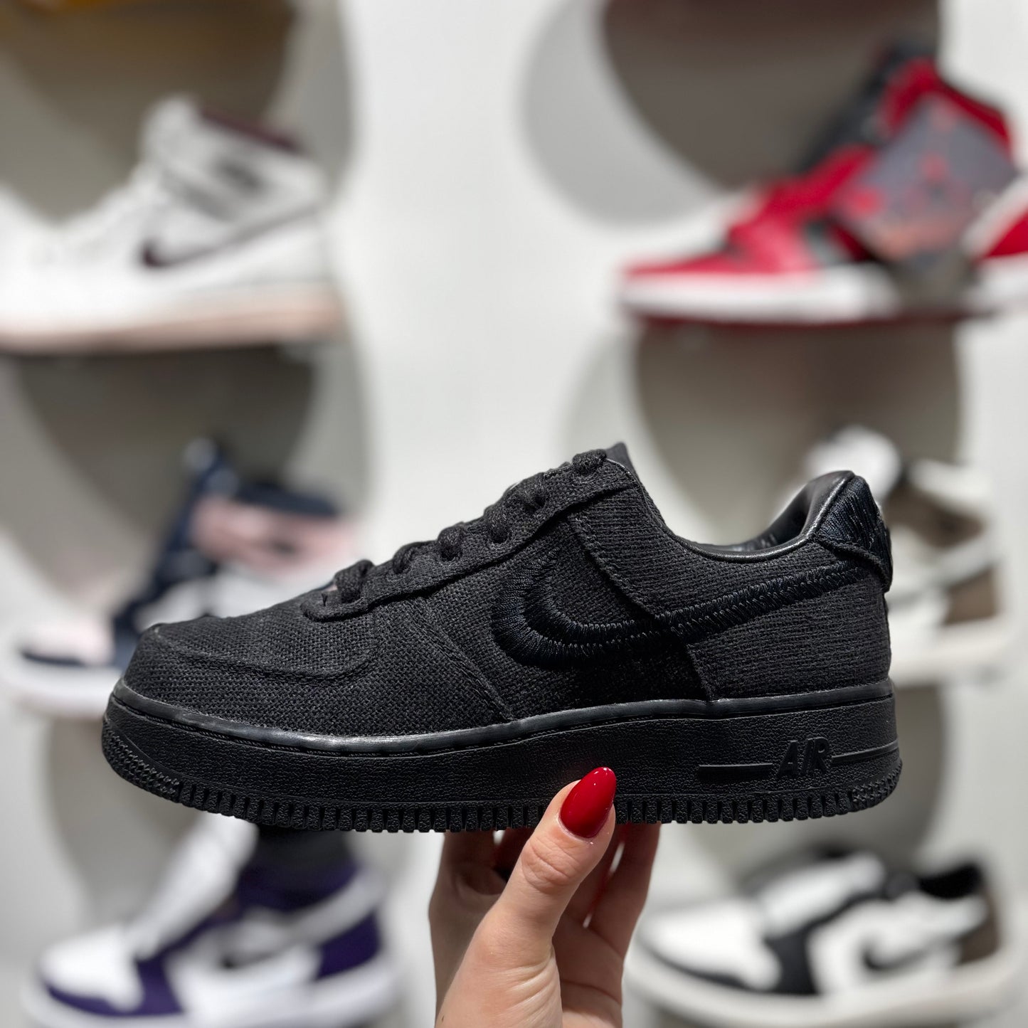 USED Nike Air Force 1 Low x Stussy Black