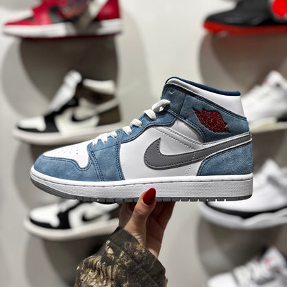 USED Nike Jordan 1 Mid French Blue Fire Red