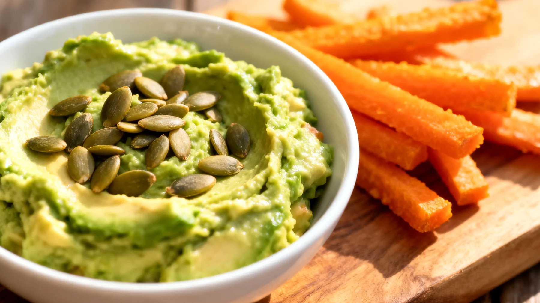 Kürbiskern-Avocado-Aufstrich mit Karotten-Sticks"