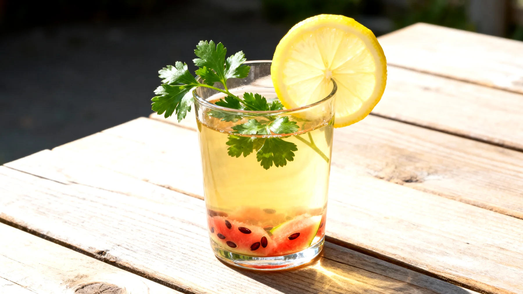Wassermelonenkern-Tee mit Petersilie und Zitrone"